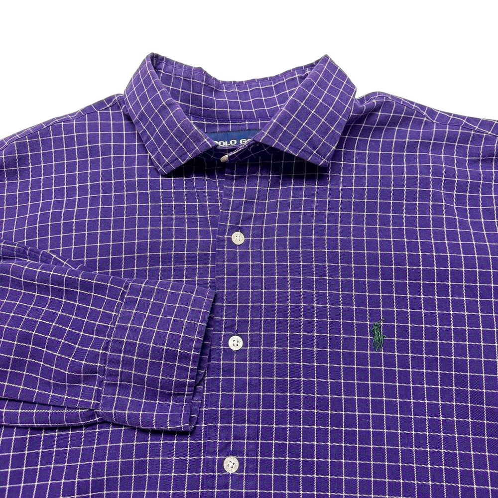 Polo Golf Ralph Lauren Shirt Mens XL Purple Check Estate Sport‎ Long Sleeve Work